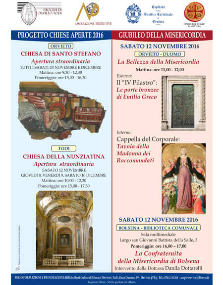CONTINUA L’ATTIVITA’ DELL’ASSOCIAZIONE  DIOCESANA “PIETRE VIVE”: UN PROGRAMMA RICCO DI APPUNTAMENTI PER  NOVEMBRE E DICEMBRE 2016