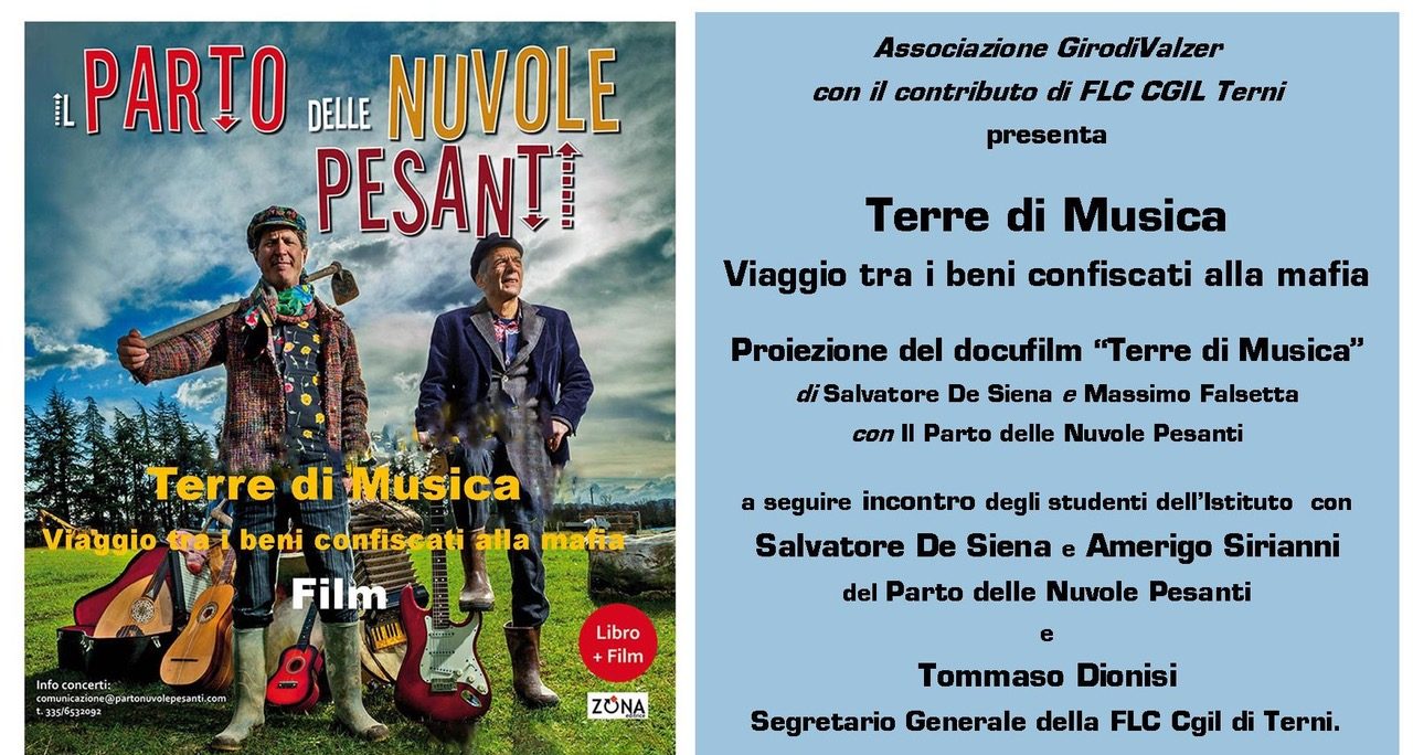 BENI CONFISCATI ALLE MAFIE: IL “PARTO DELLE NUVOLE PESANTI” GIOVEDI’ AD AMELIA INSIEME ALLA FLC CGIL