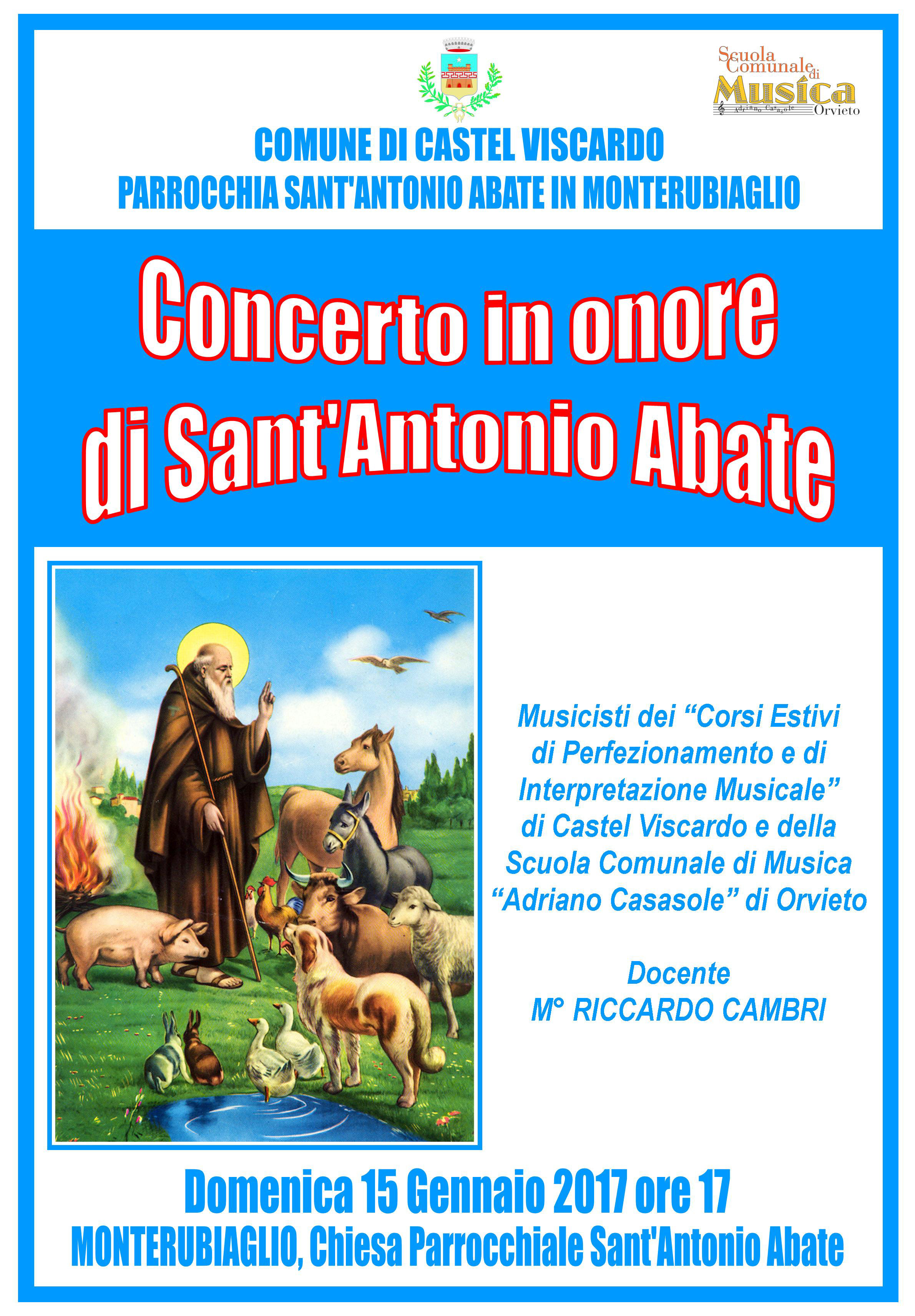 A MONTERUBIAGLIO CONCERTO IN ONORE DI SANT’ANTONIO ABATE