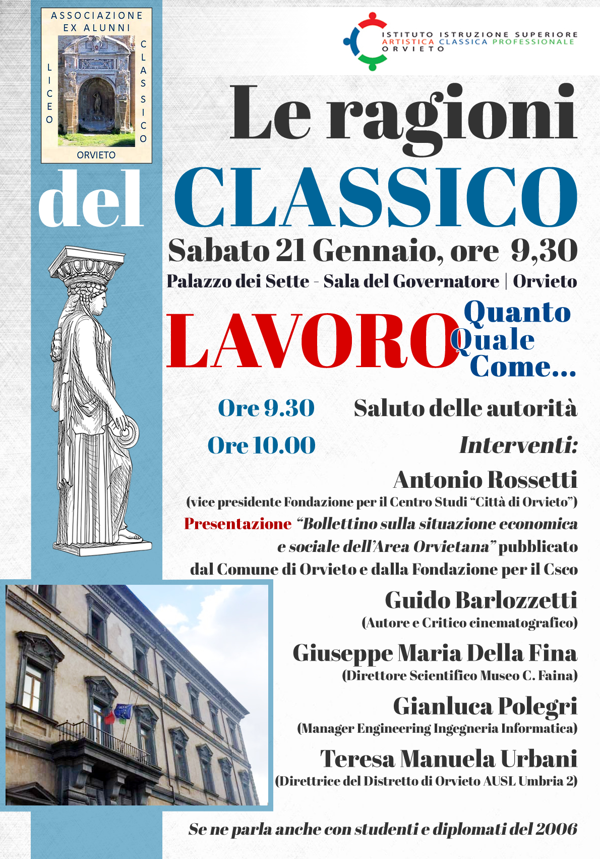 INCONTRO “LE RAGIONI DEL CLASSICO” AD ORVIETO SABATO 21 GENNAIO.