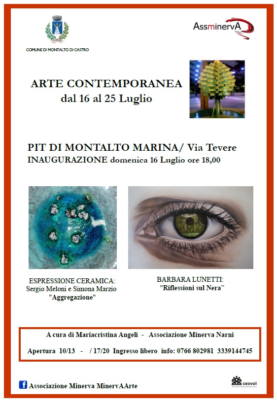 DAL 16 AL 25 LUGLIO MOSTRA ARTE CONTEMPORANEA DELL’ASSOCIAZIONE MINERVA NARNI.