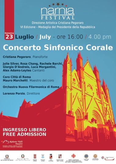 NARNIA FESTIVAL CONCERTI 2017. DOMENICA 23 LUGLIO ALLE ORE 16 NEL DUOMO DI ORVIETO CONCERTO SINFONICO DELL’ORCHESTRA NUOVA FILARMONICA DI ROMA.