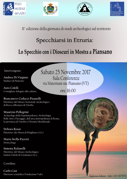 LO SPECCHIO ETRUSCO CON I DIOSCURI ESPOSTO A PIANSANO.