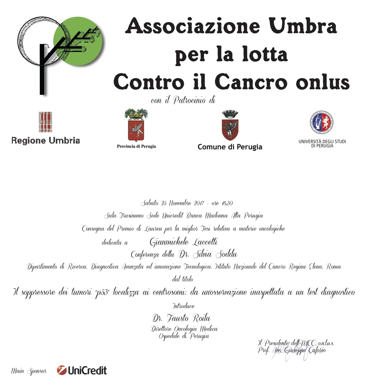 PREMIO DI LAUREA GIAN MICHELE LACCETTI DELL’ AUCC ONLUS.
