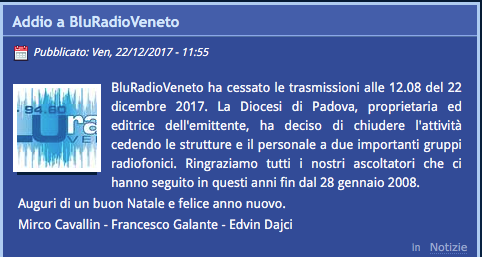 RADIO LOCALI. LA CRISI DELLE EMITTENTI CATTOLICHE. UTENZA INDIFFERENTE, PIATTAFORMA FM INIDONEA. SI CHIUDE O SI CAMBIA (VEICOLO).