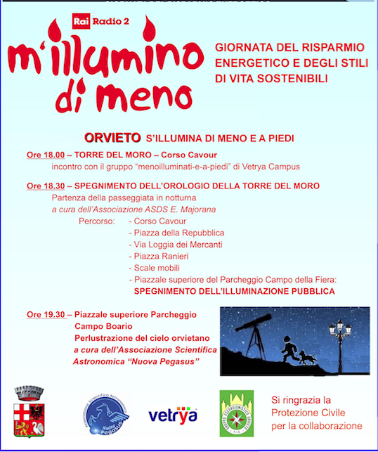 M’ILLUMINO DI MENO. UNA SERATA DEDICATA AL RISPARMIO ENERGETICO ED AGLI STILI DI VITA SOSTENIBILI, RISCOPRENDO IL CIELO NOTTURNO!