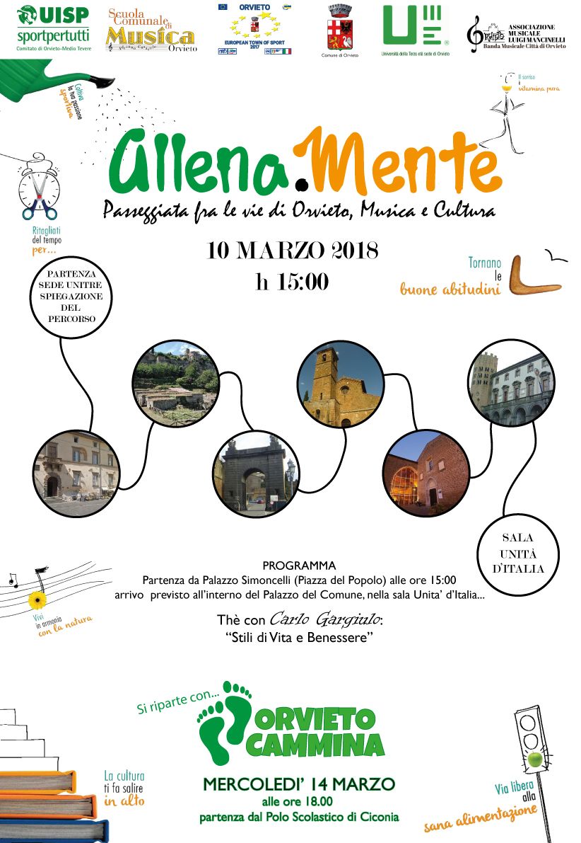 2^ EDIZIONE DI “ALLENA-MENTE”. SABATO 10 MARZO SI PARTE ALLE ORE 15 DALLA SEDE UNITRE.