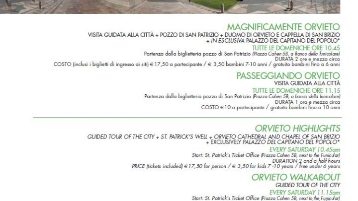 CON “ORVIETOINTOUR” UN VIAGGIO AFFASCINANTE ED ESCLUSIVO PER AMMIRARE LE BELLEZZE DELLA CITTA’ SULLA RUPE.