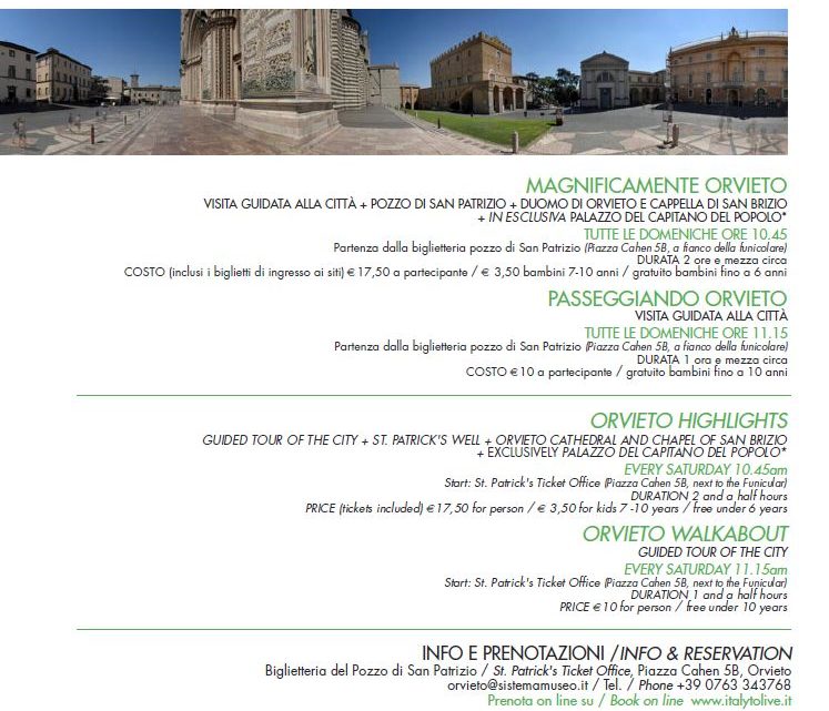 CON “ORVIETOINTOUR” UN VIAGGIO AFFASCINANTE ED ESCLUSIVO PER AMMIRARE LE BELLEZZE DELLA CITTA’ SULLA RUPE.