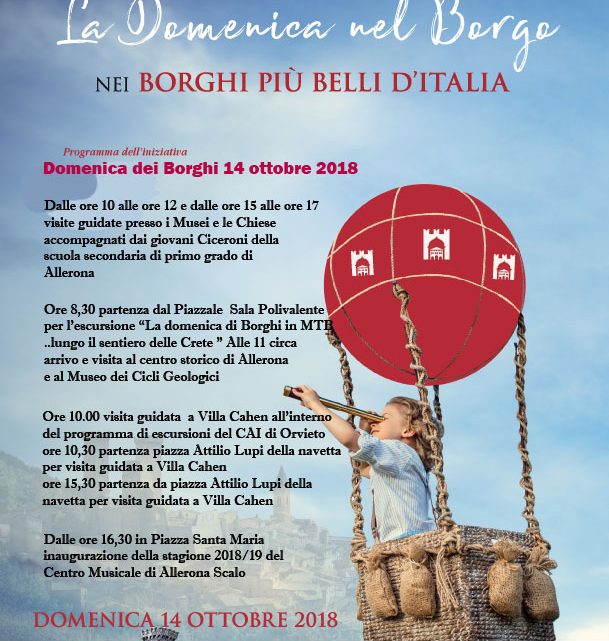 DOMENICA 14 OTTOBRE “LA DOMENICA DEL BORGO” FA TAPPA AD ALLERONA, UNO DEI BORGHI PIU’ BELLI D’ITALIA.