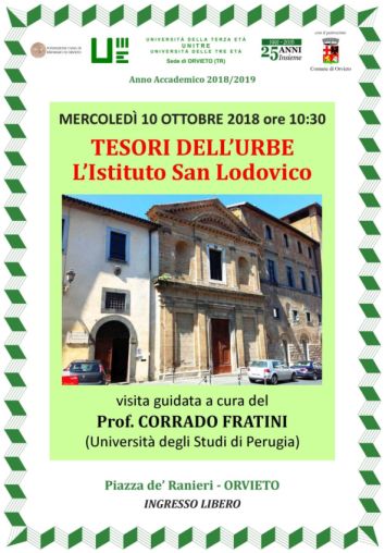 PER IL PROGETTO UNITRE “I TESORI DELL’URBE” VISITA ALL’ISTITUTO CON IL PROF. CORRADO FRATINI. MERCOLEDÌ’ OTTOBRE H. 10,30.