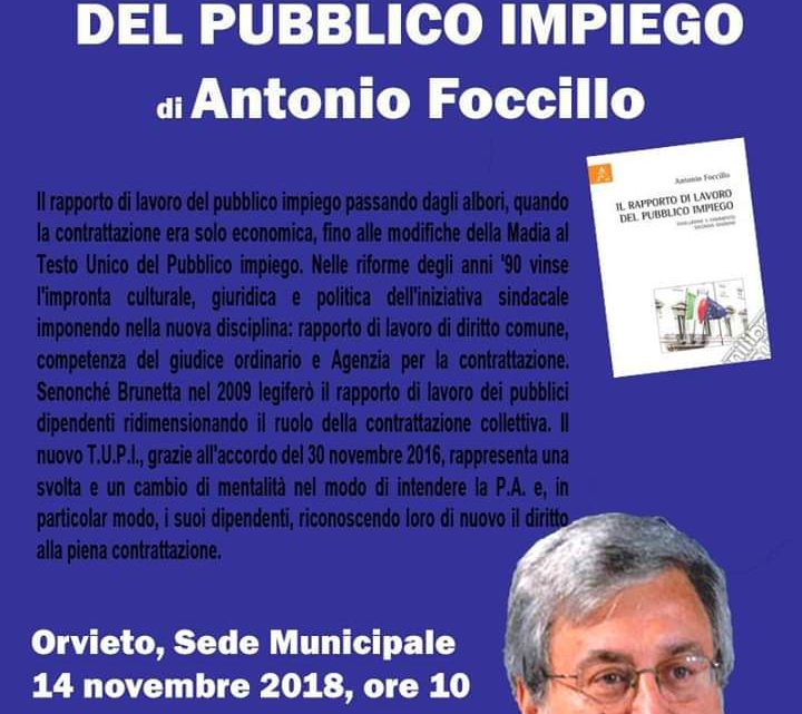 PRESENTAZIONE DELL’OPERA “IL RAPPORTO DI LAVORO DEL PUBBLICO IMPIEGO” DI ANTONIO FOCCILLO