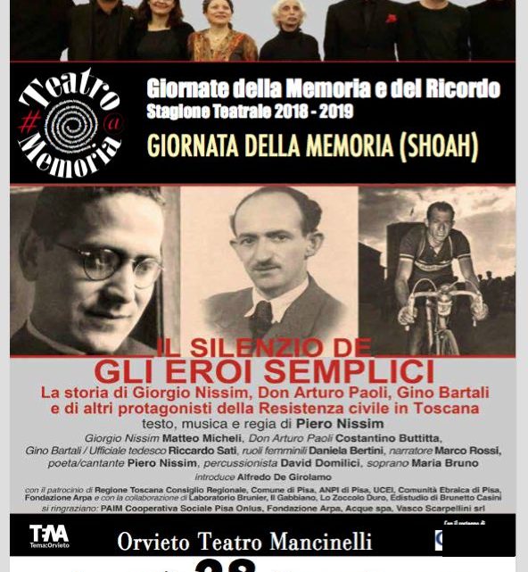 “GIORNO DELLA MEMORIA”: AL TEATRO MANCINELLI LO SPETTACOLO “IL SILENZIO DEGLI EROI SEMPLICI”