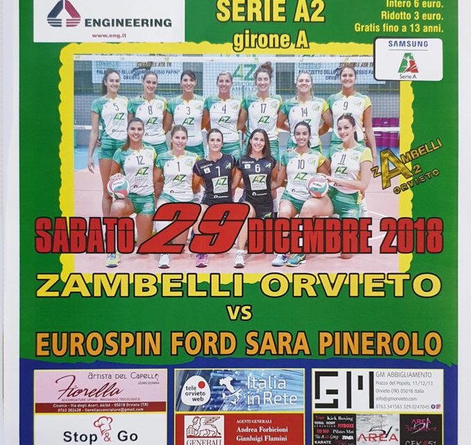 ZAMBELLI ORVIETO IN ANTICIPO PER I BOTTI DI FINE ANNO CONTRO PINEROLO.