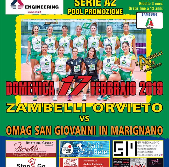 LA ZAMBELLI ORVIETO AL PALA-PAPINI CONTRO L’AVVERSARIA SAN GIOVANNI IN MARIGNANO