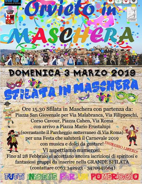 DOMENICA 3 MARZO C’E’ “ORVIETO IN MASCHERA”.