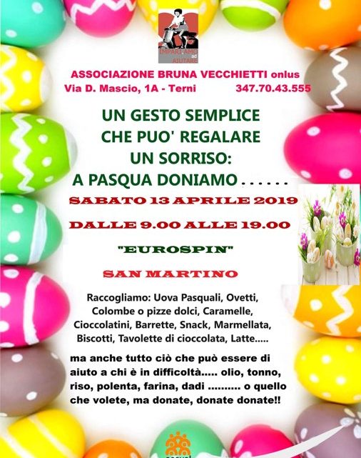 SABATO 13 APRILE NUOVA RACCOLTA DI ALIMENTI PER LE FAMIGLIE IN DIFFICOLTA’
