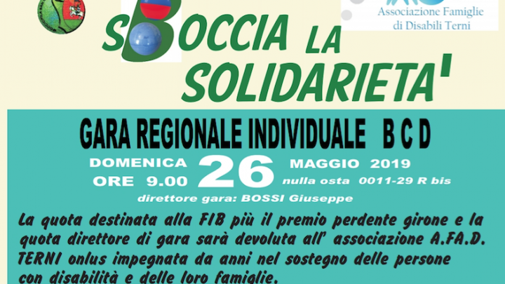 “SBOCCIA LA SOLIDARIETA'” UNA GARA DI BOCCE PER SOSTENERE L’AFAD