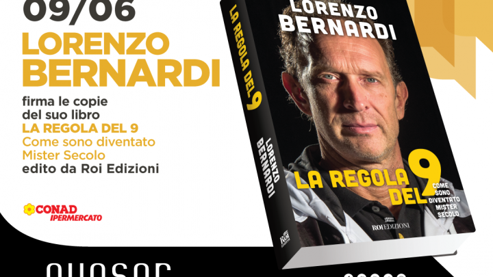 ‘LA REGOLA DEL 9’, LORENZO BERNARDI PRESENTA IL SUO LIBRO AL QUASAR VILLAGE