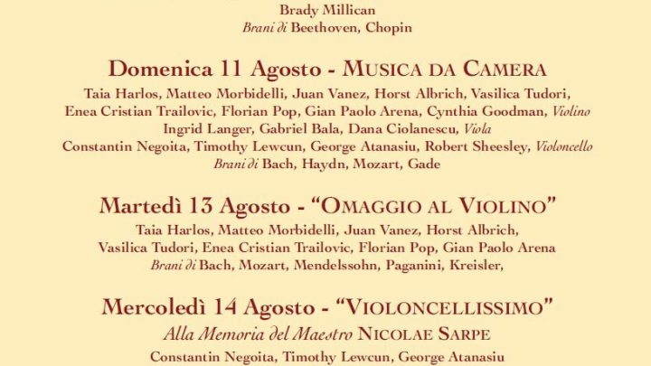 “ORVIETO FESTIVAL OF STRINGS” DAL 9 AL 15 AGOSTO