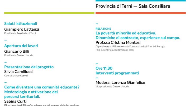 VIA UFFICIALE PER “NEW GENERATION COMMUNITY” IL PROGETTO CHE CONTRASTA LA POVERTÀ EDUCATIVA MINORILE A TERNI E PROVINCIA
