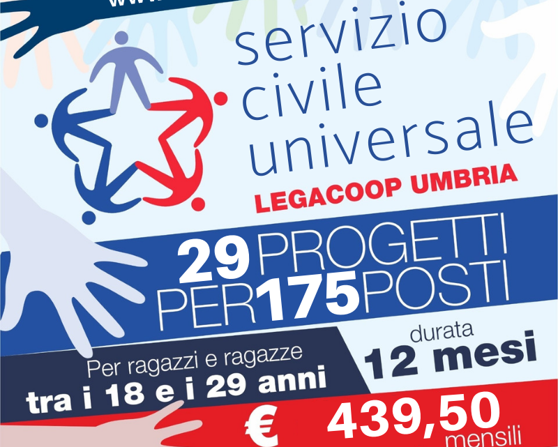 SERVIZIO CIVILE UNIVERSALE CON LEGACOOP UMBRIA  UN ANNO A SERVIZIO DEGLI ALTRI