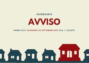 SISMA 2016: DANNI LIEVI, ENTRO IL 30 SETTEMBRE INCARICO AL PROFESSIONISTA O SI PERDE CONTRIBUTO E CAS