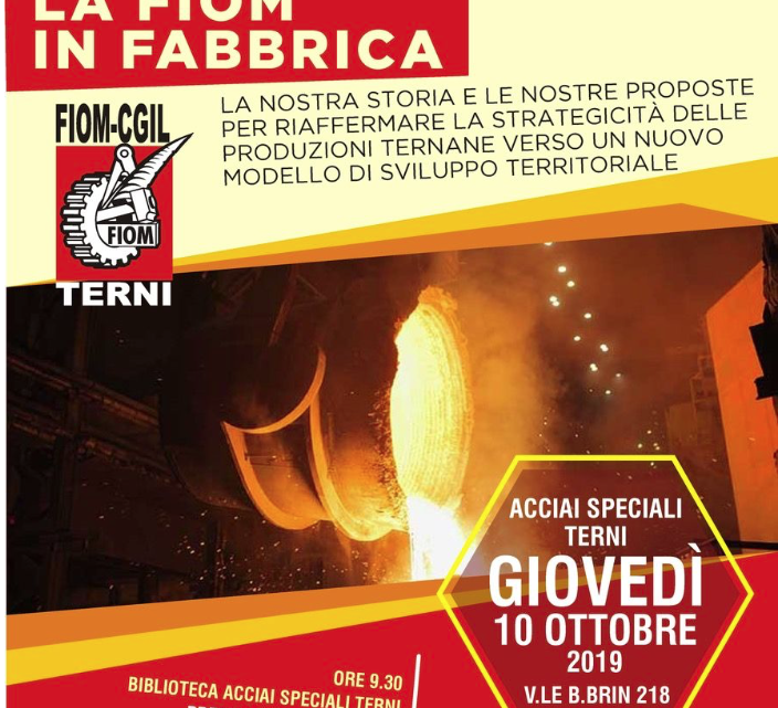 AST: GIOVEDÌ 10 OTTOBRE LA FIOM IN FABBRICA CON LA SEGRETARIA NAZIONALE FRANCESCA RE DAVID