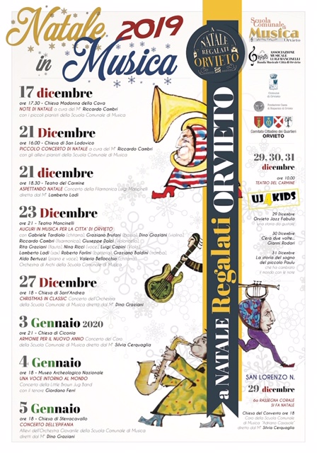 TUTTI I CONCERTI DELLA SCUOLA COMUNALE DI MUSICA “A. CASASOLE” DI ORVIETO PER LE FESTIVITÀ 2019/2020