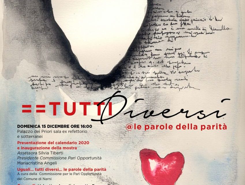 NARNI, DOMENICA A PALAZZO DEI PRIORI INIZIATIVA SU PARITÀ DI GENERE “UGUALI, TUTTI DIVERSI @LE PAROLE DELLA PARITÀ“