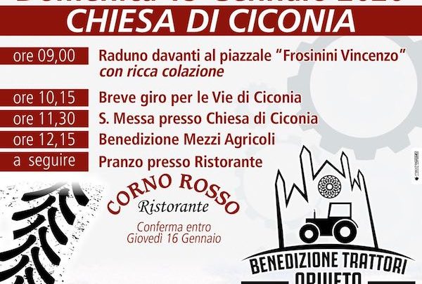 “BENEDIZIONE DEI TRATTORI” A CICONIA. DOMENICA 19 GENNAIO