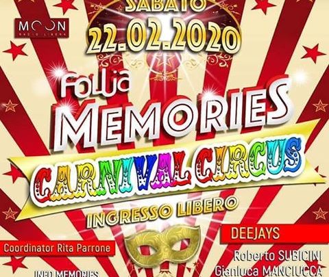 DERUTA, CARNEVALE AL MATRIOSKA CON L’EVENTO MEMORIES CARNIVAL CIRCUS
