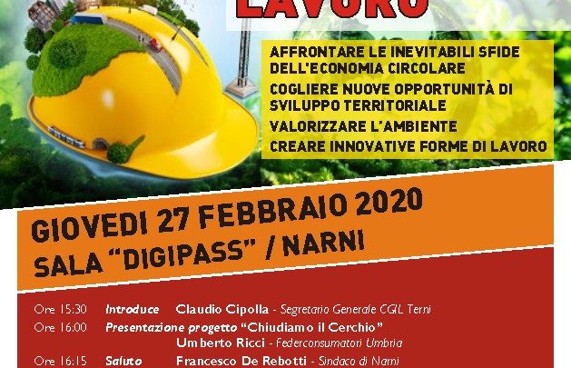 TERRITORIO, AMBIENTE, LAVORO: GIOVEDÌ 27 FEBBRAIO A NARNI INIZIATIVA CGIL CON LA VICESEGRETARIA NAZIONALE GIANNA FRACASSI
