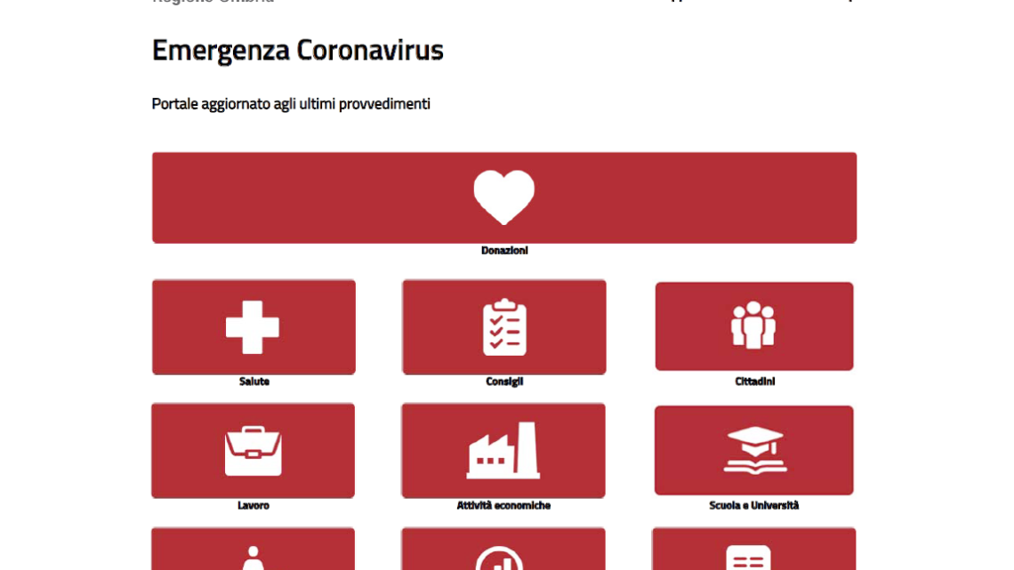 CORONAVIRUS, ONLINE SUL SITO ISTITUZIONALE DELLA REGIONE LA NUOVA SEZIONE DEDICATA CON TUTTE LE INFORMAZIONI UTILI