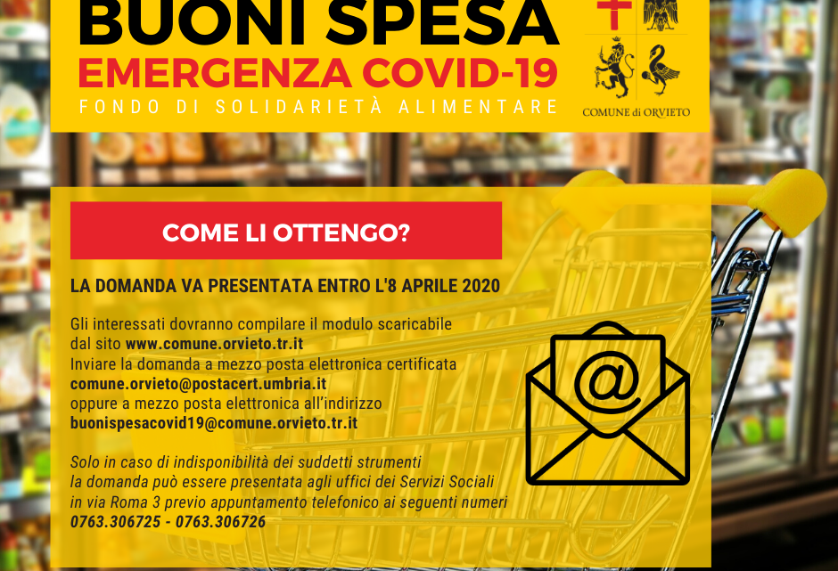 COVID-19, “BUONI SPESA”, PROROGATI I TERMINI A CALVI DELL’UMBRIA E SAN VENANZO