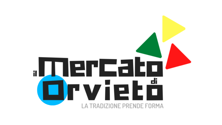 PER I MERCATI UNO SLOGAN “LA TRADIZIONE PRENDE FORMA” E UN LOGO “IL MERCATO DI ORVIETO”.