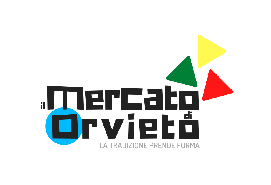PER I MERCATI UNO SLOGAN “LA TRADIZIONE PRENDE FORMA” E UN LOGO “IL MERCATO DI ORVIETO”.