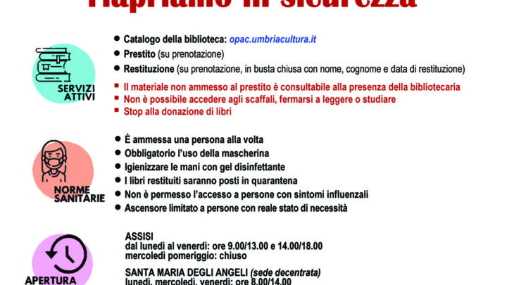 DA LUNEDI’ RIAPRONO LA BIBLIOTECA E I MERCATI