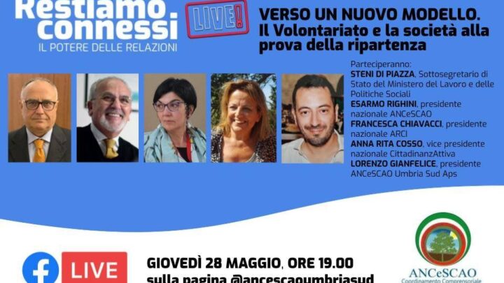 IL VOLONTARIATO POST COVID-19  CONFRONTO IN DIRETTA FACEBOOK SULLA PAGINA DI ANCESCAO UMBRIA SUD