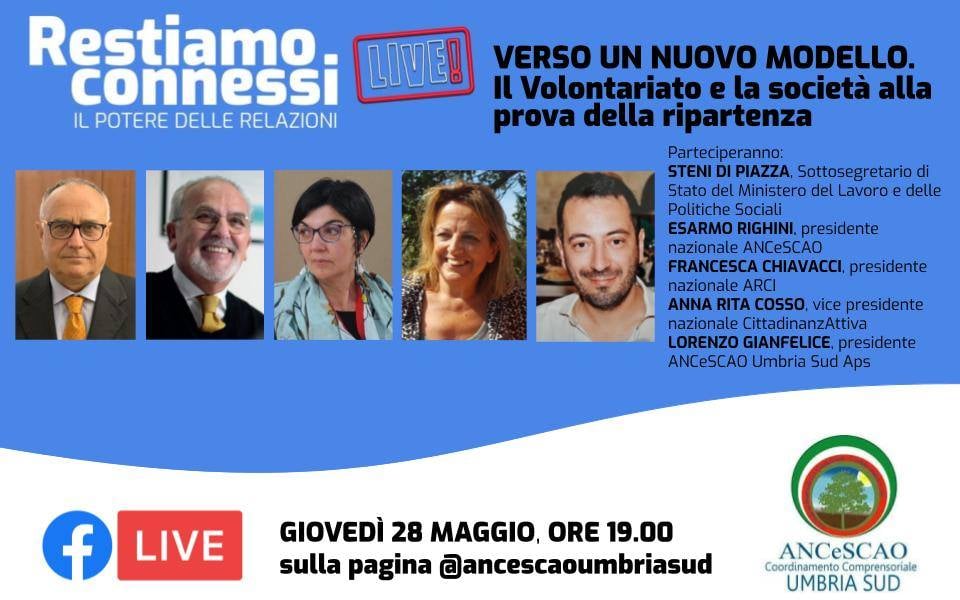 IL VOLONTARIATO POST COVID-19  CONFRONTO IN DIRETTA FACEBOOK SULLA PAGINA DI ANCESCAO UMBRIA SUD