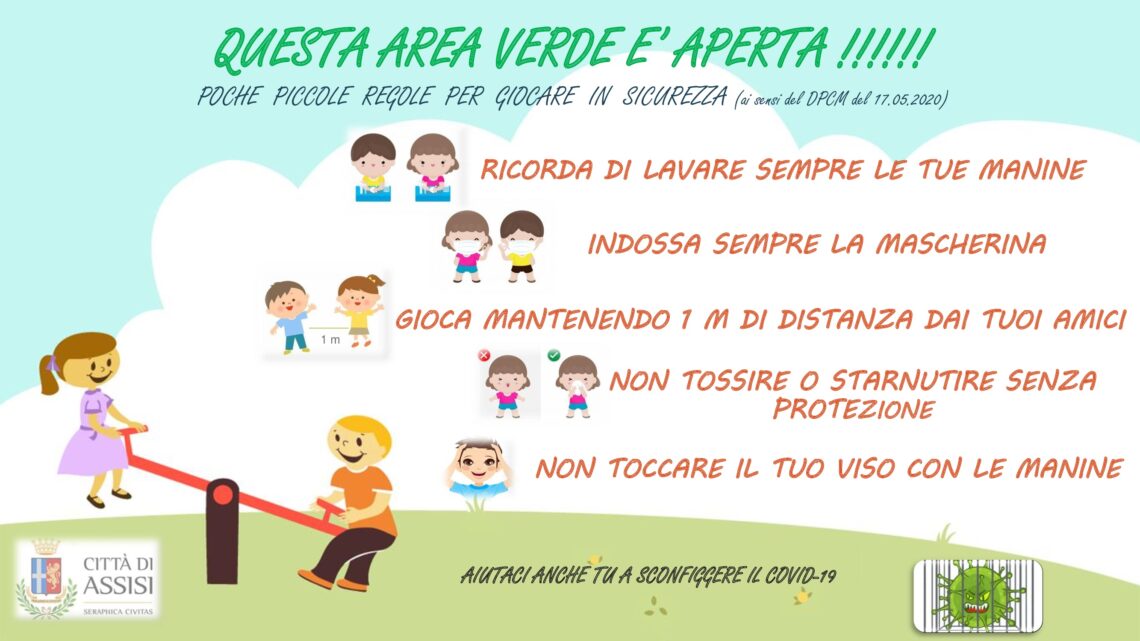RIAPRONO IN SICUREZZA  E IN MODO GRADUALE  LE AREE ATTREZZATE DEI VERDI PUBBLICI
