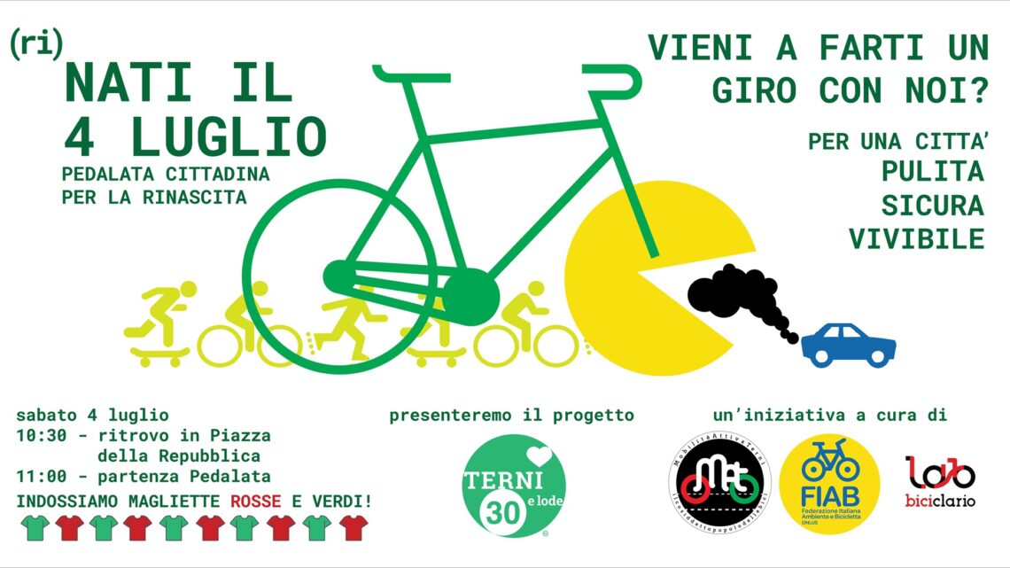 (RI) NATI IL 4 LUGLIO  PEDALATA CITTADINA PER FAR CONOSCERE IL PROGETTO “TERNI30ELODE”