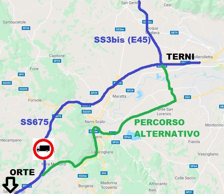 UMBRIA, ANAS: LIMITAZIONI AL TRANSITO PER I VEICOLI PESANTI SULLA SS675 “UMBRO-LAZIALE” (TERNI-ORTE)