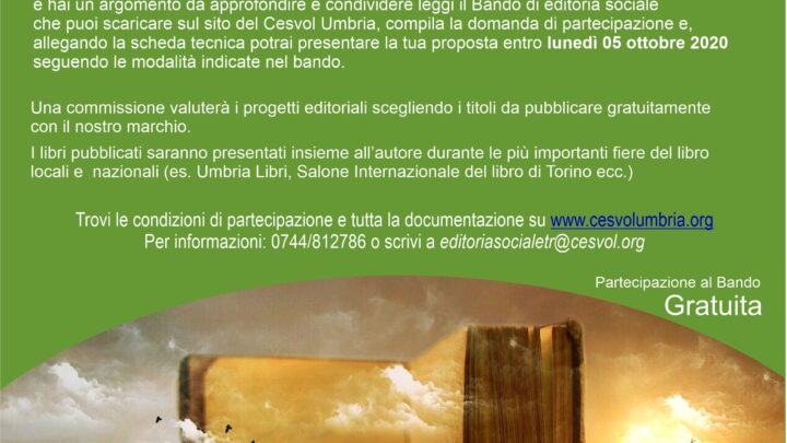LE STORIE DEL VOLONTARIATO IN UN LIBRO  VIA AL BANDO EDITORIA SOCIALE 2020 DEL CESVOL