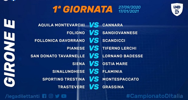 SERIE D GIRONE E: IL CALENDARIO DELLA STAGIONE 2020-2021