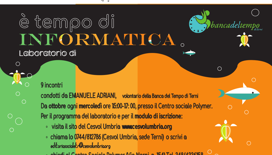 “E’ TEMPO DI INFORMATICA”:   AL CENTRO SOCIALE POLYMER IL LABORATORIO GRATUITO PER IMPARARE AD USARE IL COMPUTER