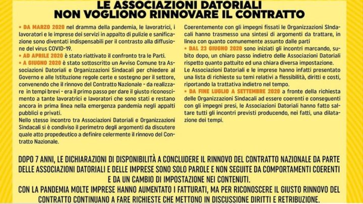 TERNI: GLI ESSENZIALI DELLE PULIZIA DOMANI PROTESTANO DAVANTI ALL’OSPEDALE: CONTRATTO SCADUTO DA 7 ANNI