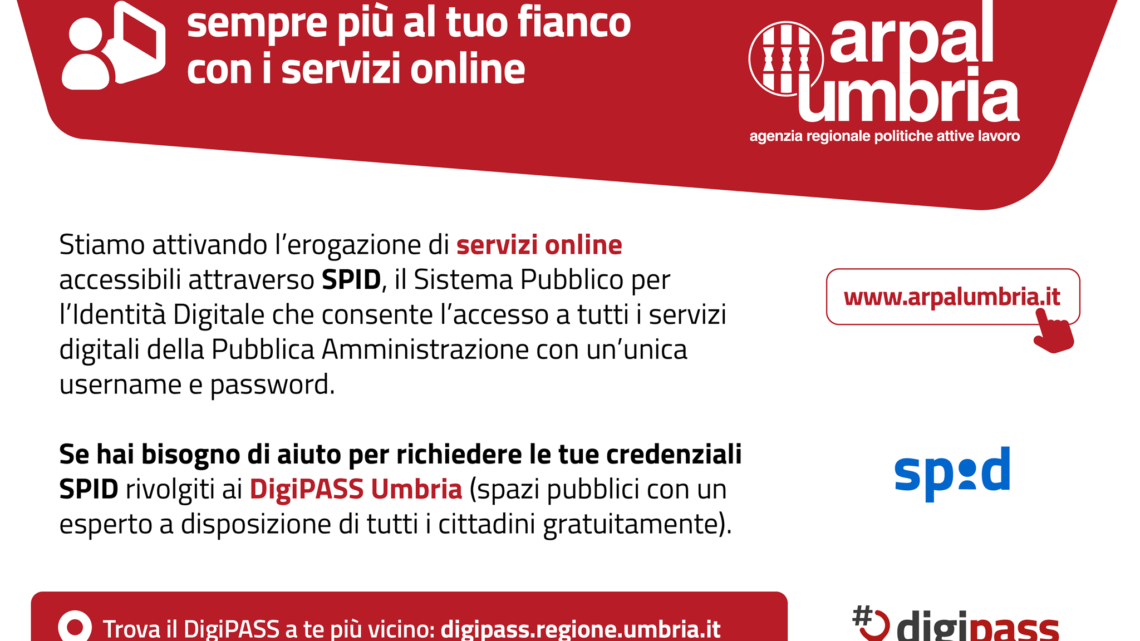 ARPAL UMBRIA: ORA ACCESSO PIÙ AGEVOLE AI SERVIZI TRAMITE SPID E SE SERVE SUPPORTO CI SONO I DIGIPASS; ASSESSORE FIORONI: IMPORTANTE MODALITÀ DI SEMPLIFICAZIONE