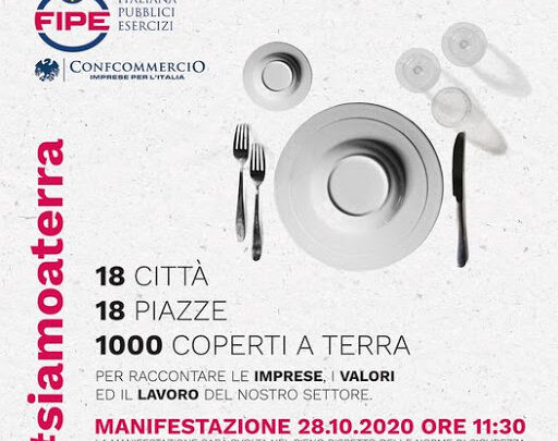 “SIAMO A TERRA”: DOMANI BAR E RISTORANTI DI FIPE CONFCOMMERCIO SCENDONO IN PIAZZA ANCHE IN UMBRIA
