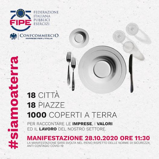 “SIAMO A TERRA”: DOMANI BAR E RISTORANTI DI FIPE CONFCOMMERCIO SCENDONO IN PIAZZA ANCHE IN UMBRIA